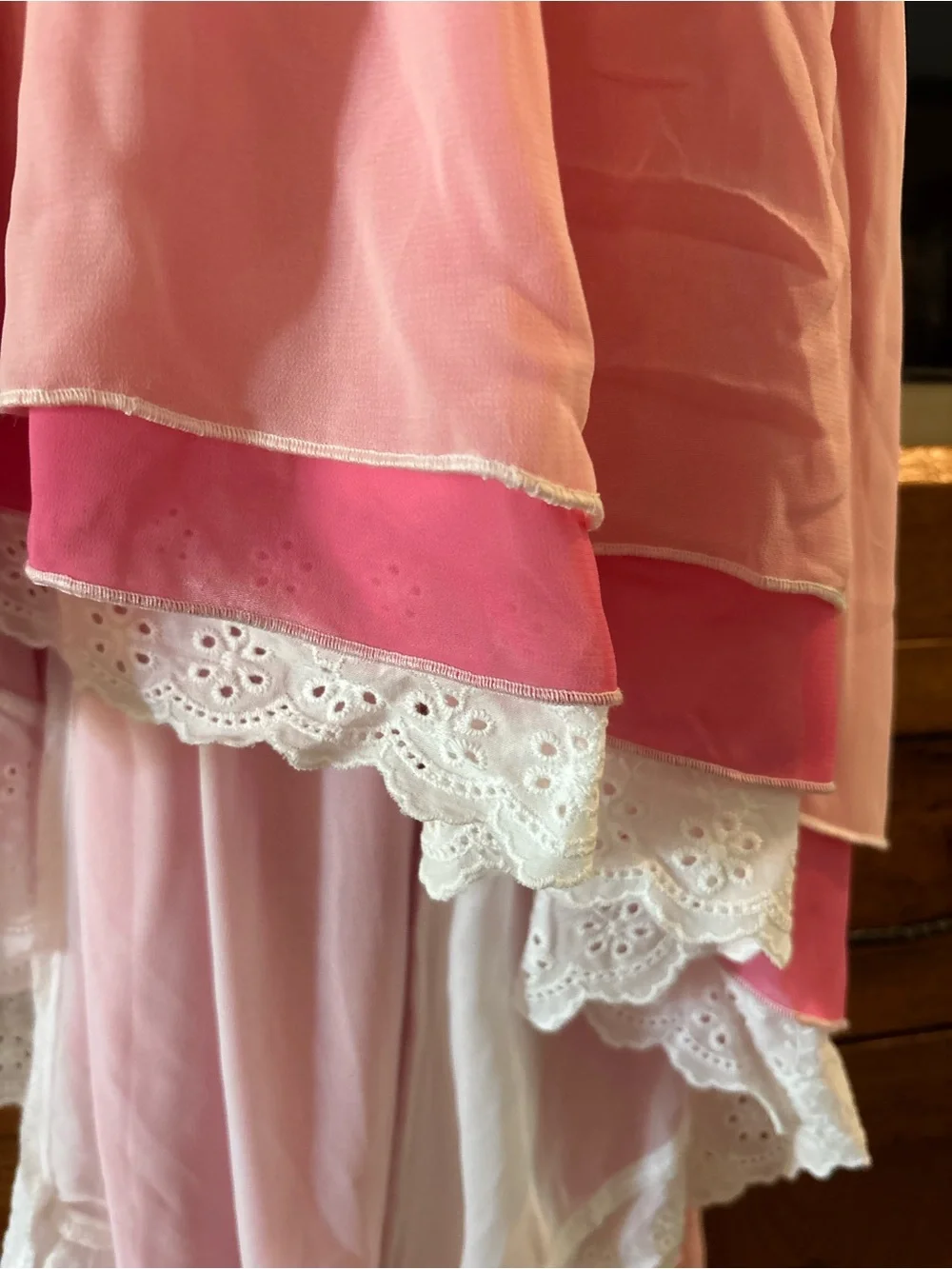 Girls Pink Ruffle High-Low Lace Formal Dress - Brand Unspecified